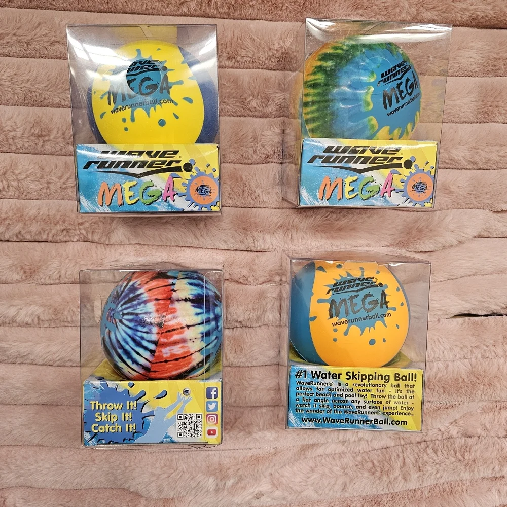 New WaveRunner #1 Mega Water Skipping Ball x4 Assorted Balls